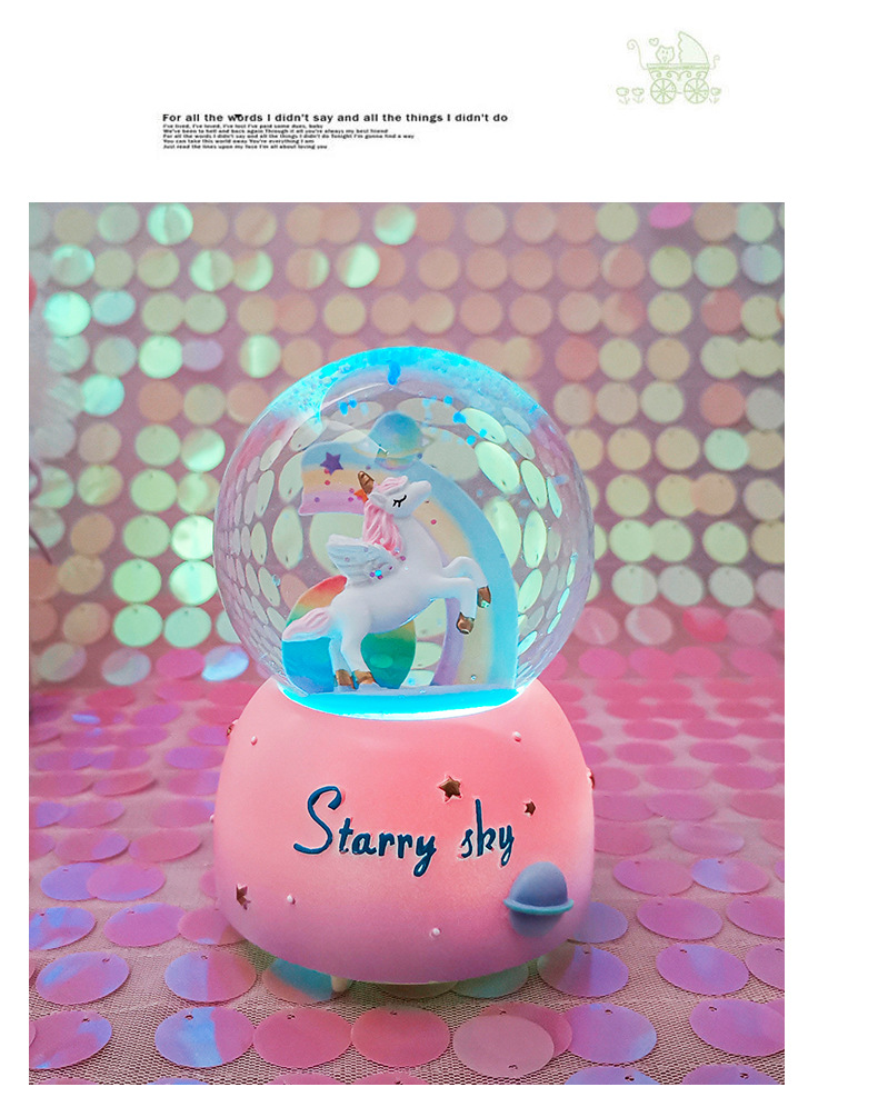 Enchanting Unicorn Snow Globe Music Box - Magical Starry Sky Musical Gift for Girls — image 4