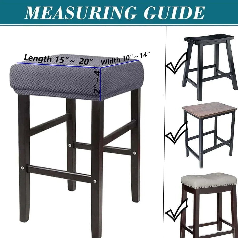 Rectangle Bar Stool Covers 1 Pack Stretch Washable Slipcovers for Saddle Counter Stools and Vanity Stools, Black โ image 4