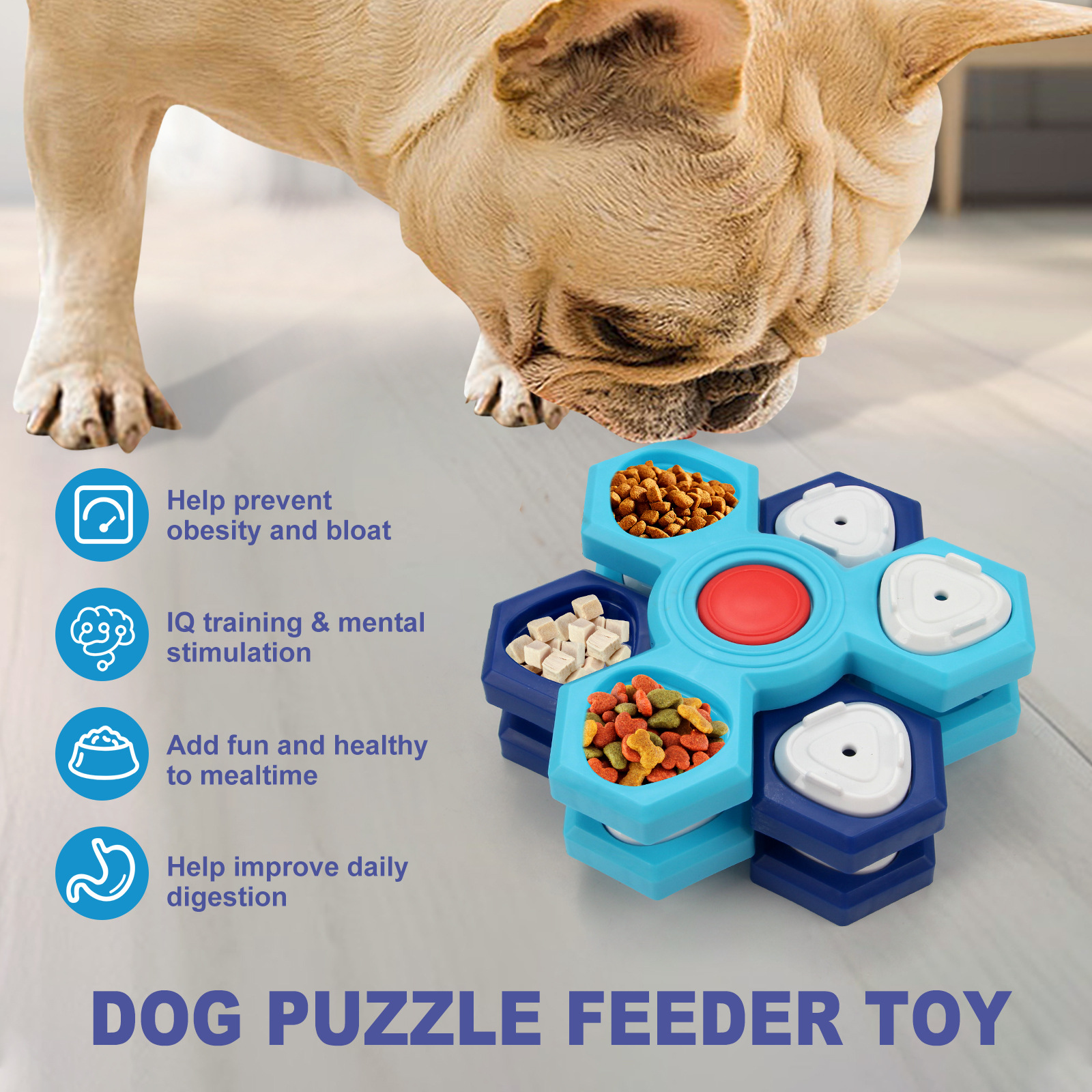 2Pcs Interactive Dog Puzzle Toy - 4 Spinning Layers Treat Dispensing Feeder for Mental Stimulation โ image 4