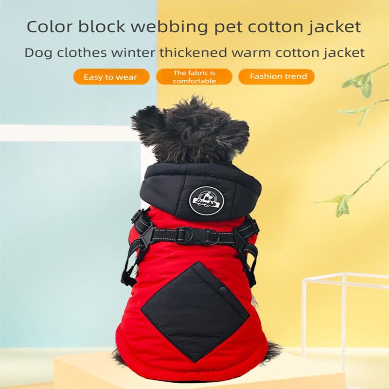 Green Thickened Winter Dog Coat with Reflective Strips – Waterproof, Windproof Pet Jacket for Small to Medium Dogs, Adjustable Fit with Detachable Leash Hook — image 2