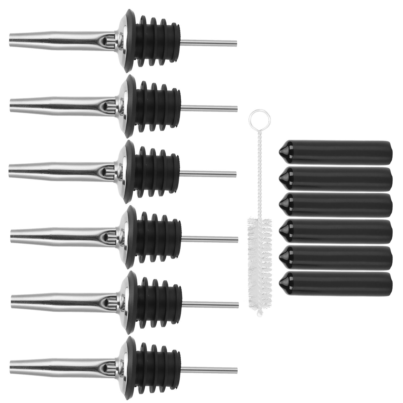 Stainless Steel Pourer Silicone Classic Bottle Pour Liquor Dust Cap Brush Wine Opener — image 3