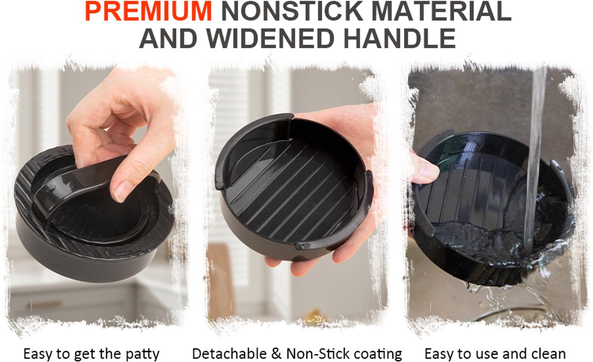3-in-1 Hamburger and Hamburger Press - Hamburger Mold - Non-stick, Durable Patty Maker for Stuffed Burgers and Sliders - Easy to Clean - Black β image 4