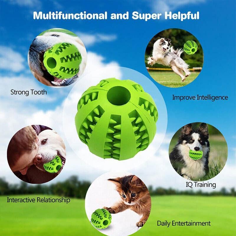 Dog Chew Toy Rubber Ball Treat Dispenser Dental Cleaning Training Play Ball - Light Blue Spherical (Small) — image 5