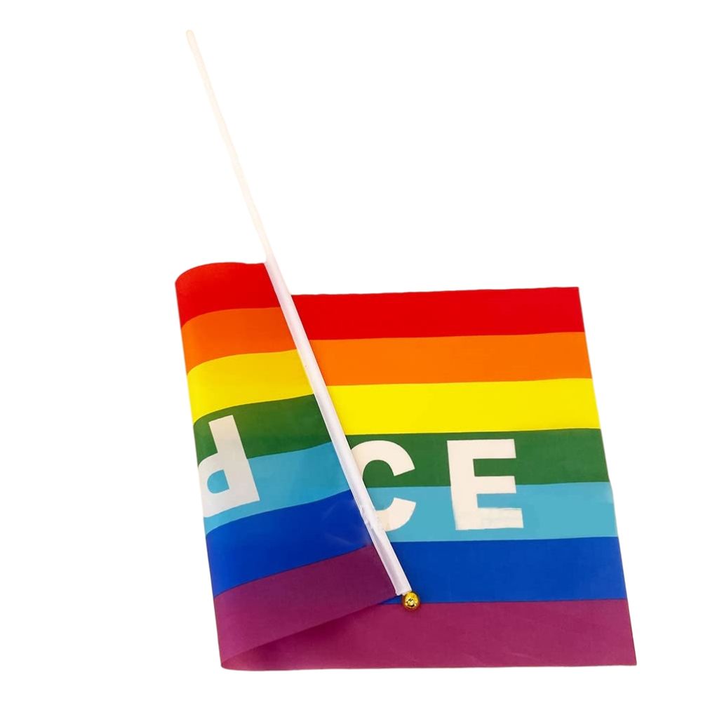 50/100Pcs Mini Peace Flag Rainbow Pacifist Flag Hand Held Polyester Peace Flag — image 5