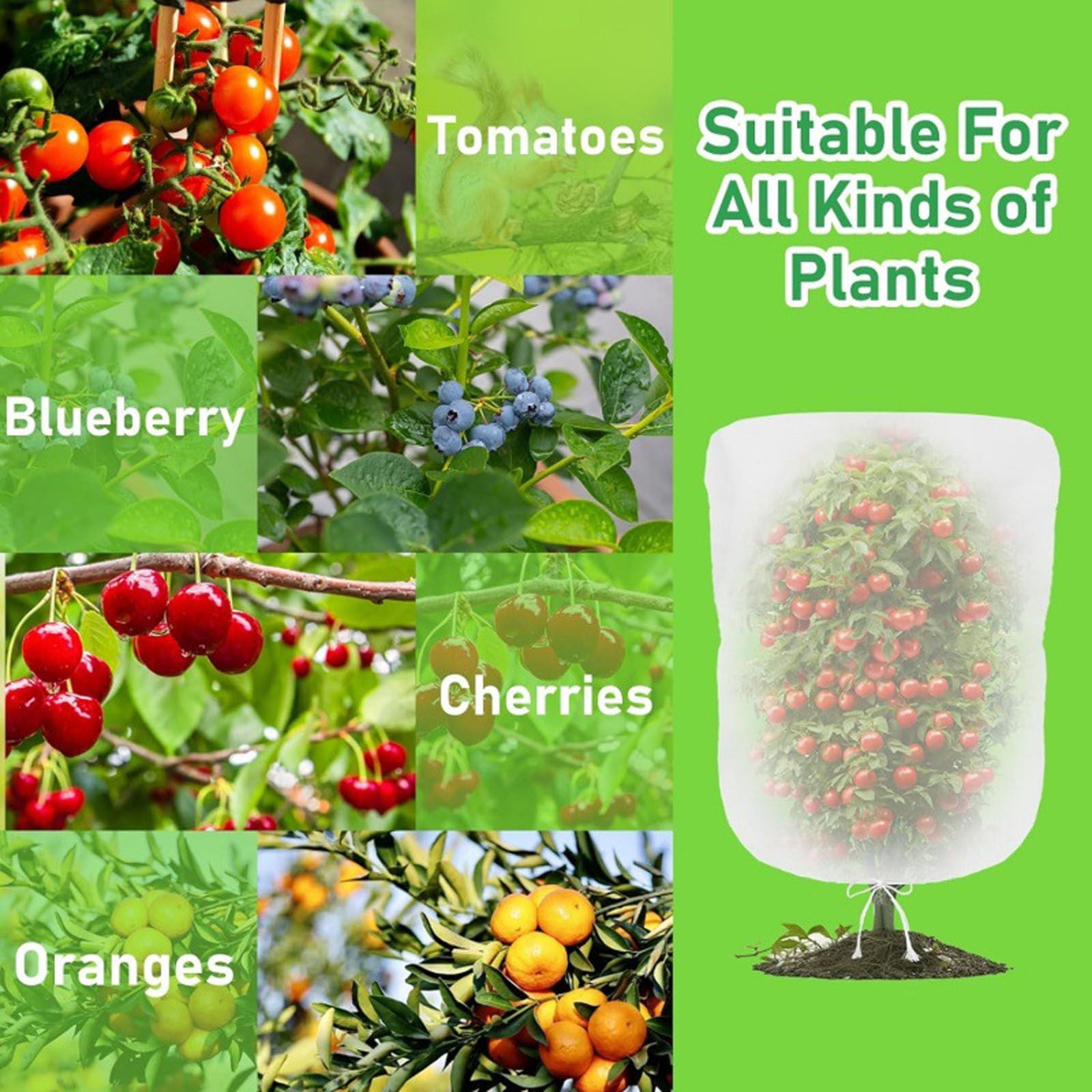 1 Pack Garden Mesh Netting with Drawstring, Insect & Bird Barrier Plant Cover for Fruit Trees & Vegetables, 81 x 150 cm — image 4