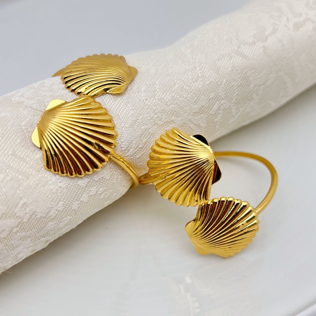 Fall Napkin Rings Set of 8, Napkins Holders Rings for Holiday Party Dinner Wedding Banquet Dinning Table Settings - (Golden) — image 2