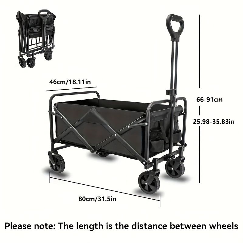 250KG Load Capacity 300L Large Capacity Heavy Duty Foldable Beach Car - All-Terrain Foldable Multi-Functional Handcart with Large Wheels, Side Pockets and — image 2