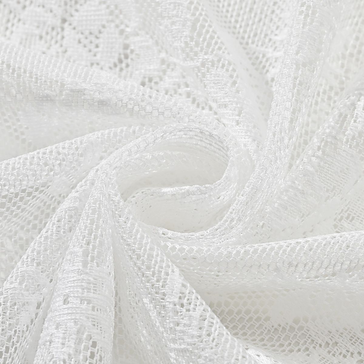 Vintage Lace Kitchen Curtains 2 Panels, Romantic Semi Sheer Floral Over Sink Lacy Cafe Curtain, Elegant Window Short Small Drapes, 75*60cm, Pure White โ image 4
