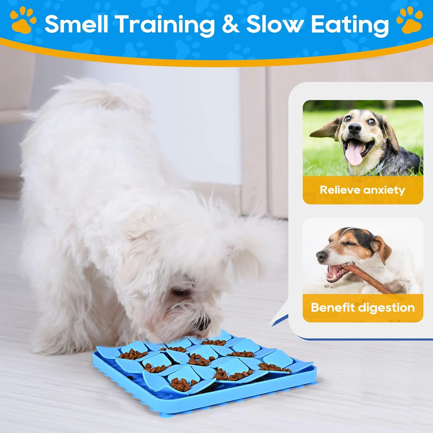 Slow Feeder Dog Cat Bowl Blue 1 Piece Pet Food Bowl — image 3