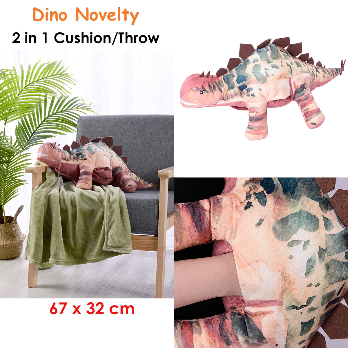 Happy Kids Dino Novelty Cushion/Throw — image 2
