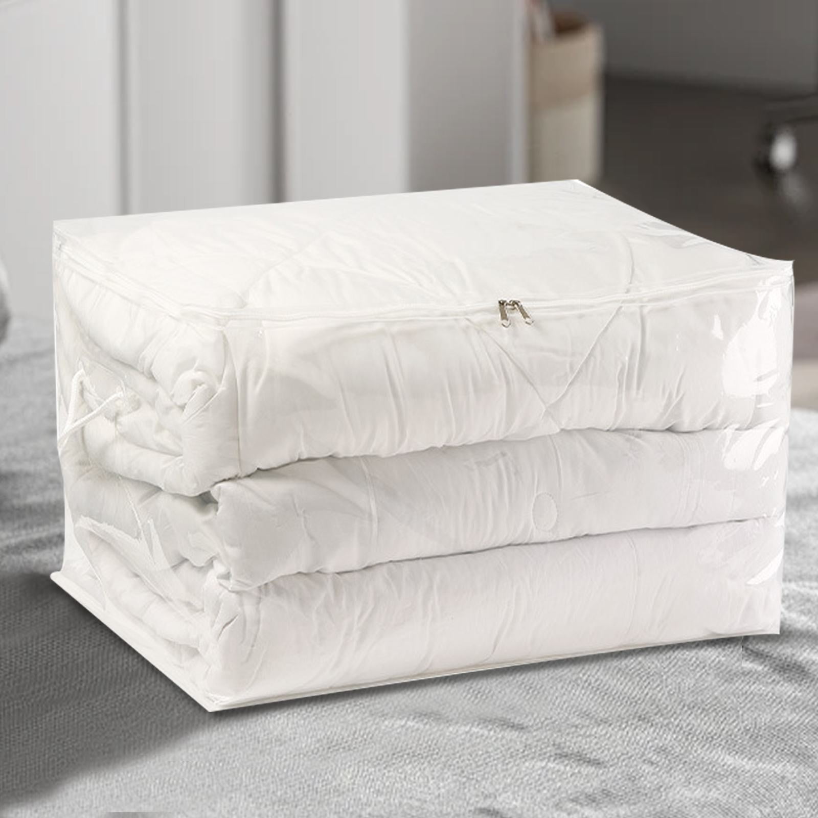 Transparent Zipper Clothing Storage Bag - Heavy-Duty Organizer for Blankets, Linen, Bed Sheets, Clothes & Pillows, Space-Saving, 61 × 46 × 38 cm — image 4