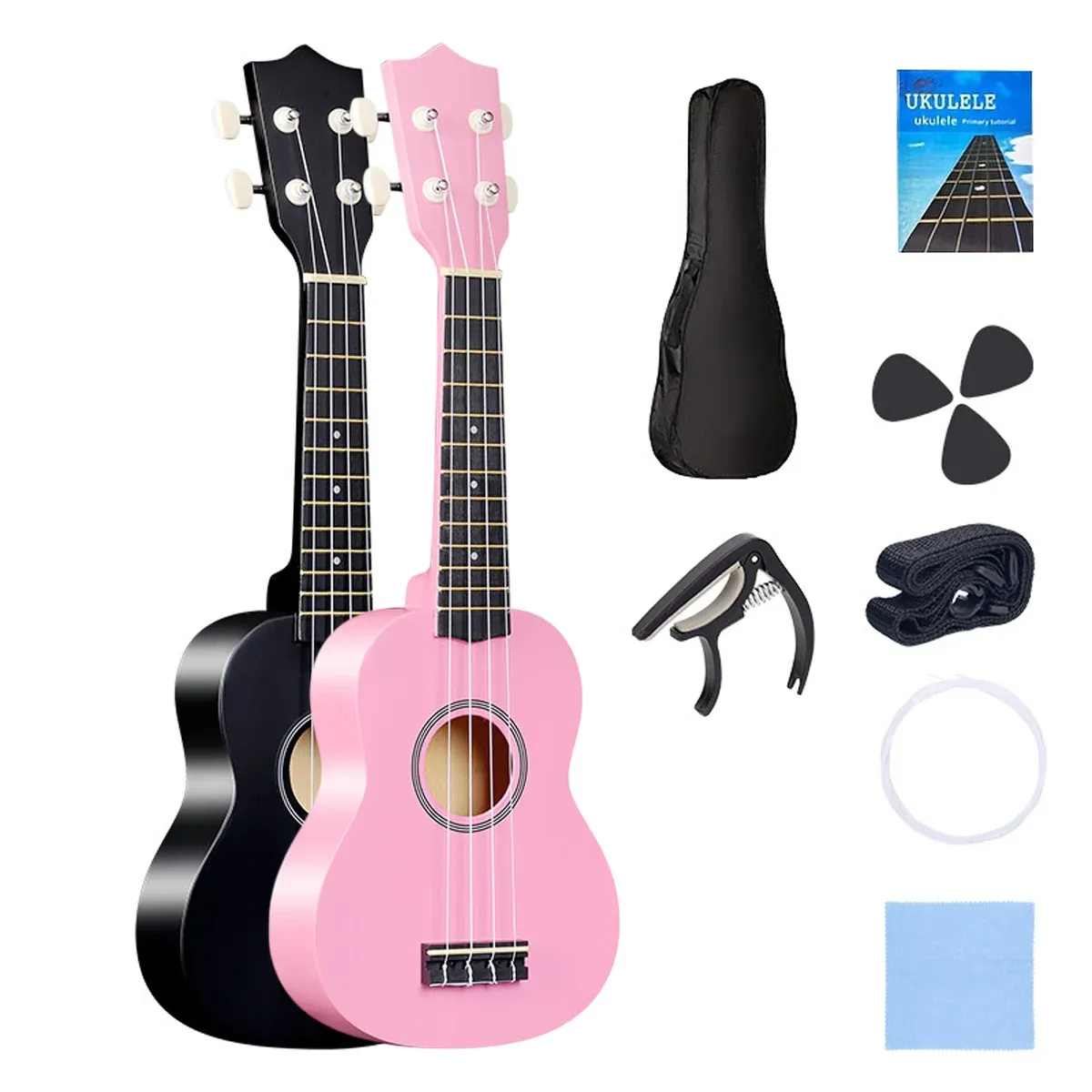 21 Inch Ukulele Beginner 4 String Small Guitar Easy To Learn Clear Sound Use - Pink — image 3