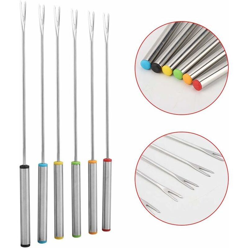 6 pcs Fondue Forks, Stainless Steel Fondue Forks, Chocolate Fondue Forks For Fruit Barbecue Pot Fork Fondue Skewers — image 3