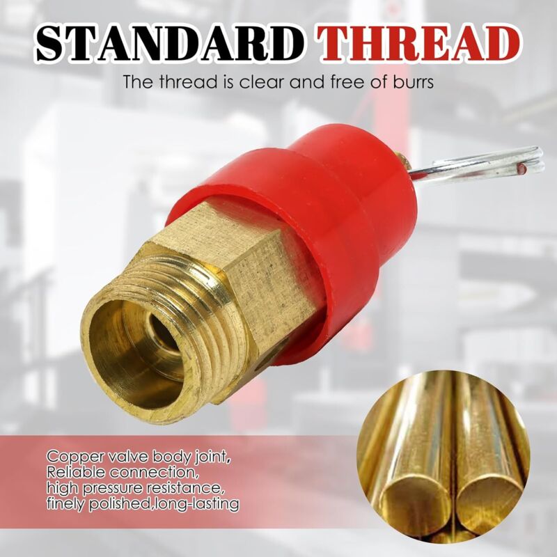 Air Compressor Safety Valve 115 PSI G1/4 Male Red Capsule 1pc Compatible with Various Brands — image 3