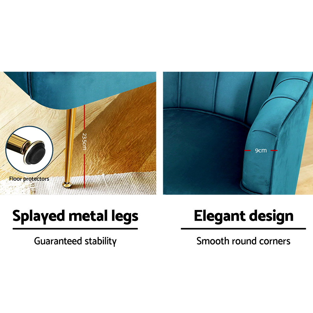 Artiss Armchair Velvet Blue Norvia — image 6