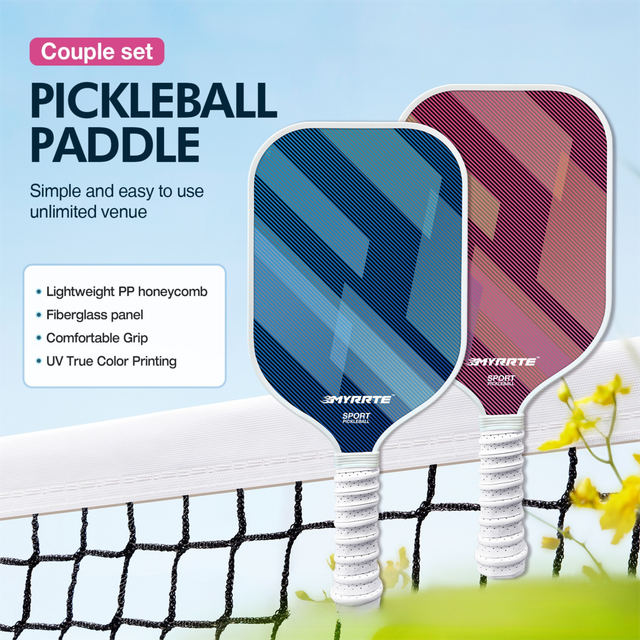 Fantasy Purple and Blue Striped Fiberglass Pickleball Paddle Set โ 4 Balls & 2 Lightweight Shock-Absorbing Rackets with Versatile Carry Bag for Outdoor Play โ image 2
