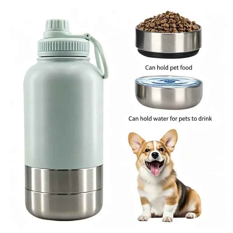3-in-1 Outdoor Pet Insulated Water Bottle: 32oz Large Capacity, 24H Temperature Lock, Hidden Dual Bowls, 304 Stainless Steel, Leak-Proof & Portable, Essential — image 2