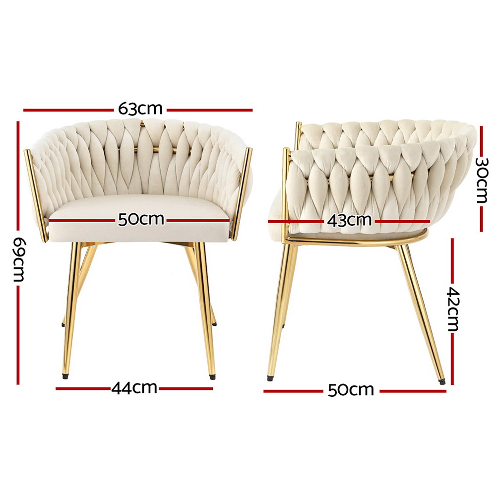 1 Artiss Dining Chair Velvet Armchair Beige — image 2