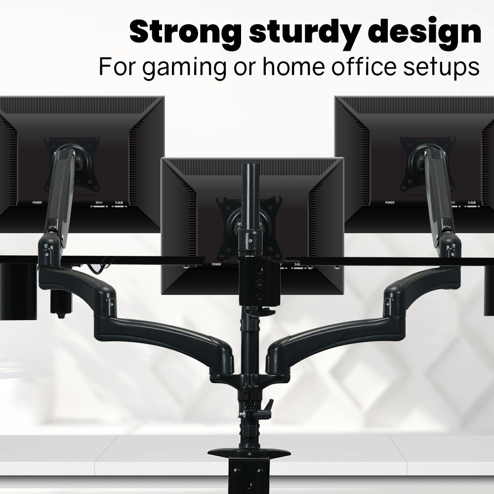 FORTIA Triple Computer Monitor Mount Stand for Desk with 3 Adjustable Arm Holder for 15 to 32 inch Displays โ image 3