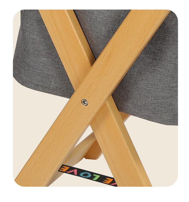 Foldable Wooden Laundry Cart with Detachable Fabric Storage Bag – Walnut Color 45x37x53cm — image 3