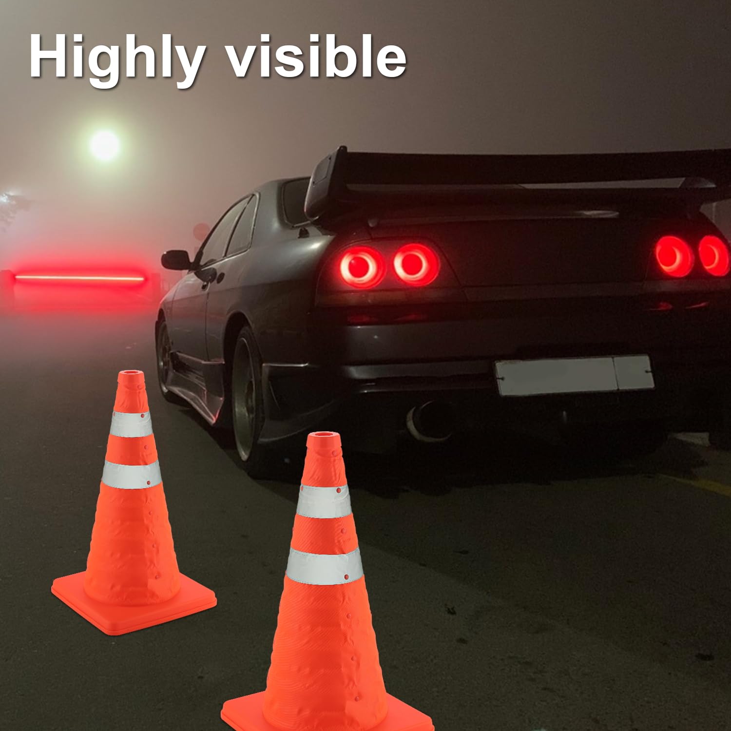 18 inch Traffic Cones, 2PCS Collapsible Orange Cones for Parking, Parking with Reflective Collars, Training Driveway, Car Interior Accessories โ image 3
