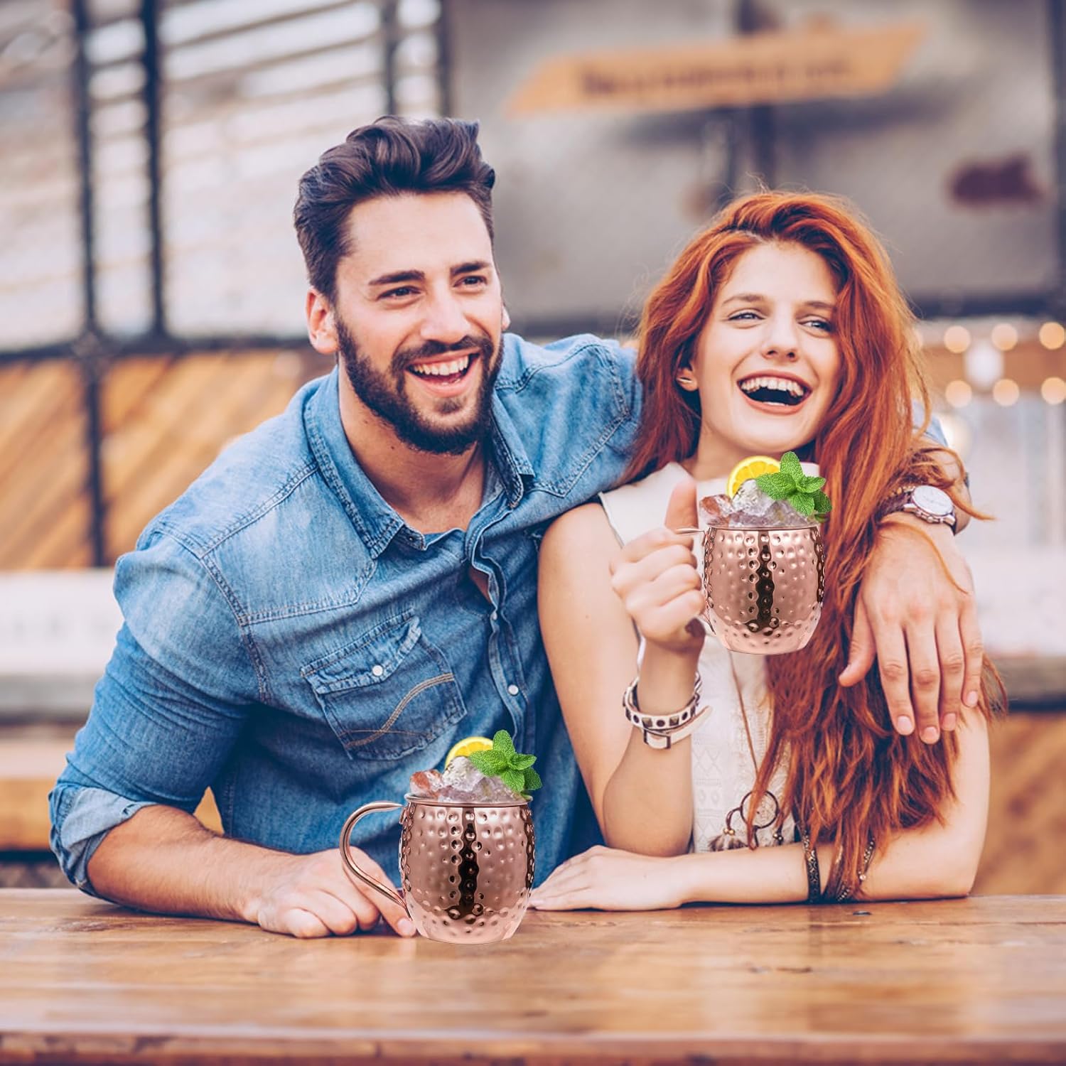Moscow Mule Copper Mugs of 4 18-oz Pure Copper Plating Stainless Steel Drinking Cup with 4 Cocktail Copper Straws Great Dining Entertaining Bar Gift โ image 4