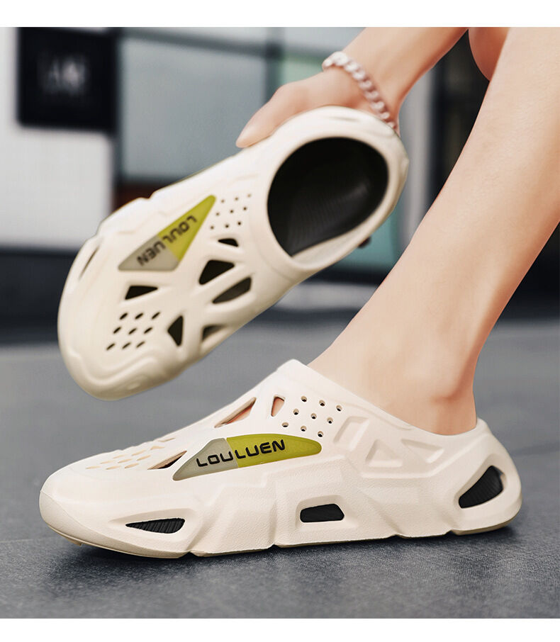 Men's Summer EVA Crocs with 3 Color Options - Breathable, Non-Slip, Comfortable Beach & Casual Sandals(white&black-44-45) โ image 3