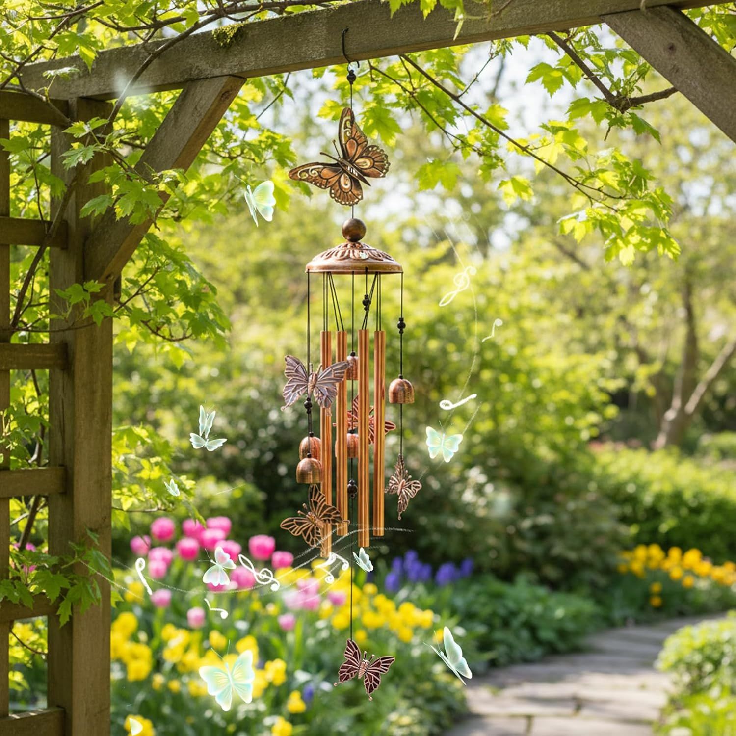1 Piece Butterfly Wind Chime Aluminum Rose Gold — image 4