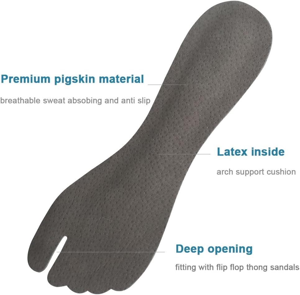 2 Pairs Pigskin Flip Flop Insoles Anti-Slip, Self Adhesive Cushion Insert for Thong Sandals Pain Relief, Arch Support Sandals Slippers Insoles Prevent โ image 2