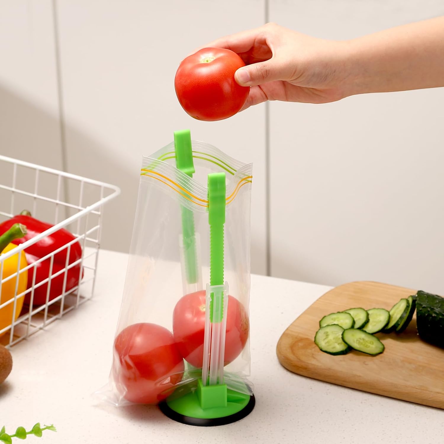 Baggy Rack Holder for Food Meal Prep,Plastic Freezer Bag Holder Stand for Filling, Adjustable Food Storage Bag Holders,Gallon Bag Holder (Pack of 4) — image 6