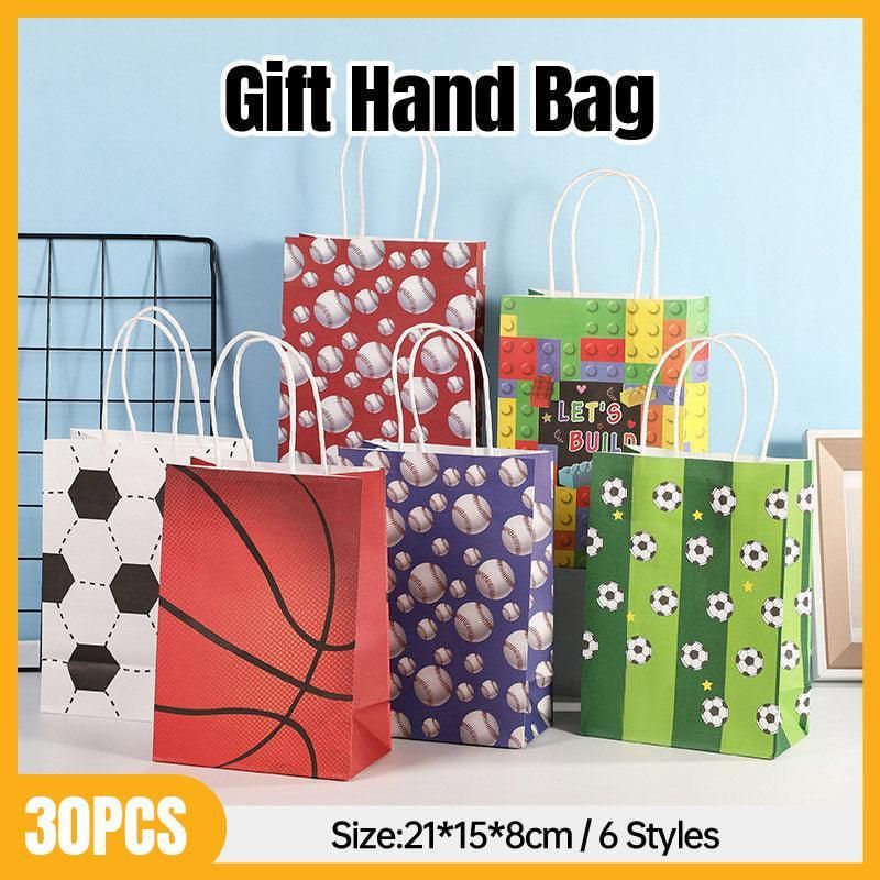 30PCS Fashion Ball Kraft Paper Gift Bag Festivals gift tote bag Party Favor Bag - Red-Tennis-Ball-30pcs β image 2