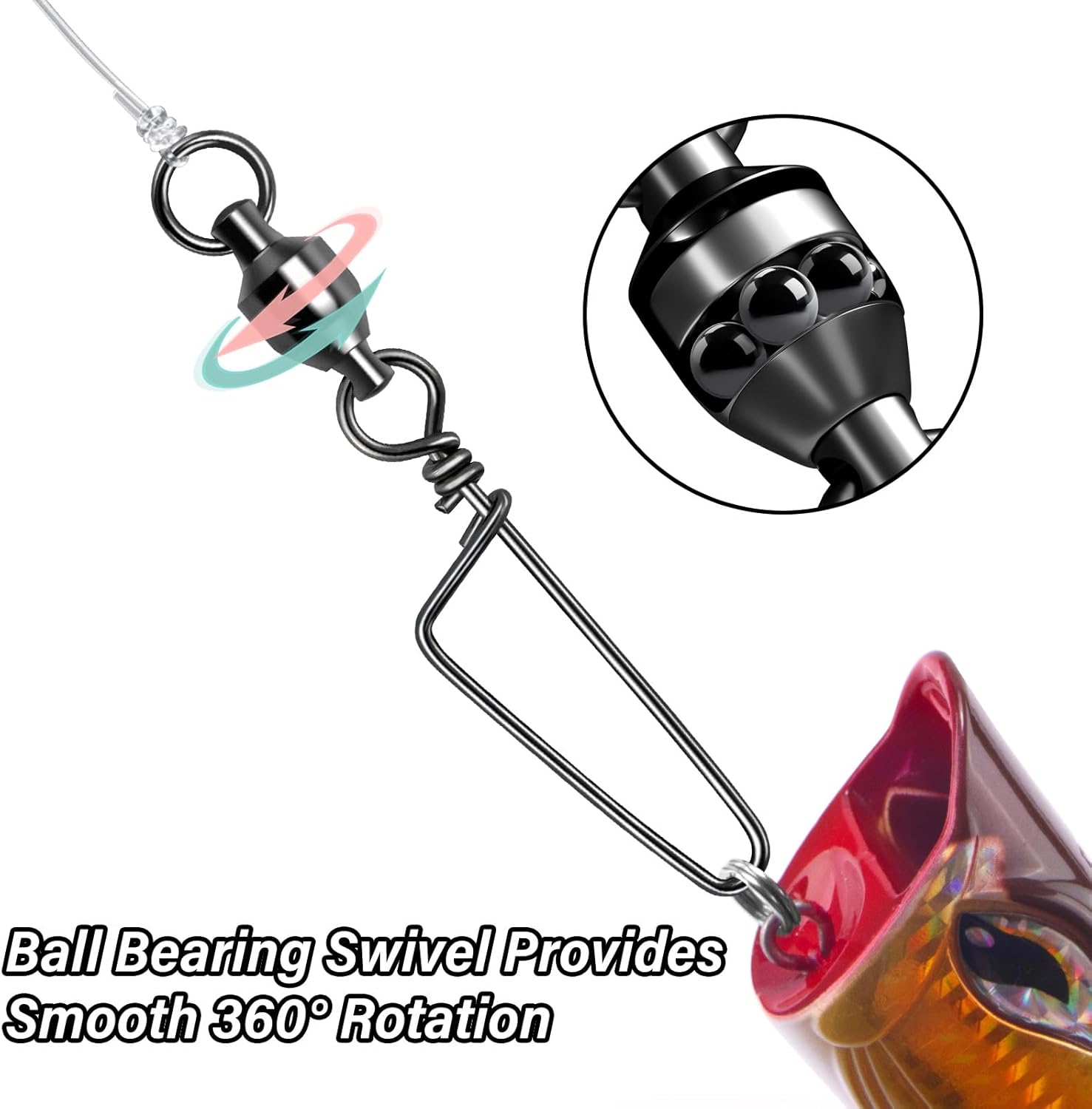 Fishing Snap Swivels, High Strength Ball Bearing Swivel with Stainless Steel Coastlock 26-503LB, Black Nickel Coating Corrosion Resistance Freshwater Saltwater — image 4