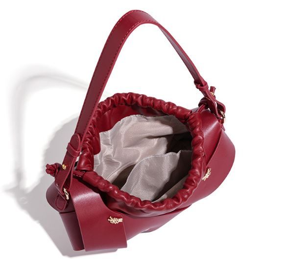 Handwoven PU Leather Drawstring Shoulder Crossbody Bag, Large Capacity Stylish Commuter Handbag with Structured Shape & Alloy Deco, Blue 29x10x15.5cm โ image 5