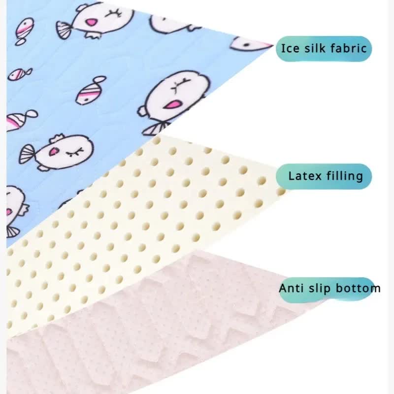 2-Pack Gray Rabbit Pet Summer Cooling Latex Pad (L Size: 60*45cm) - Breathable Ice Silk & Latex-Filled Dog Bed Cat Sleeping Mat with Non-Slip Base โ image 2