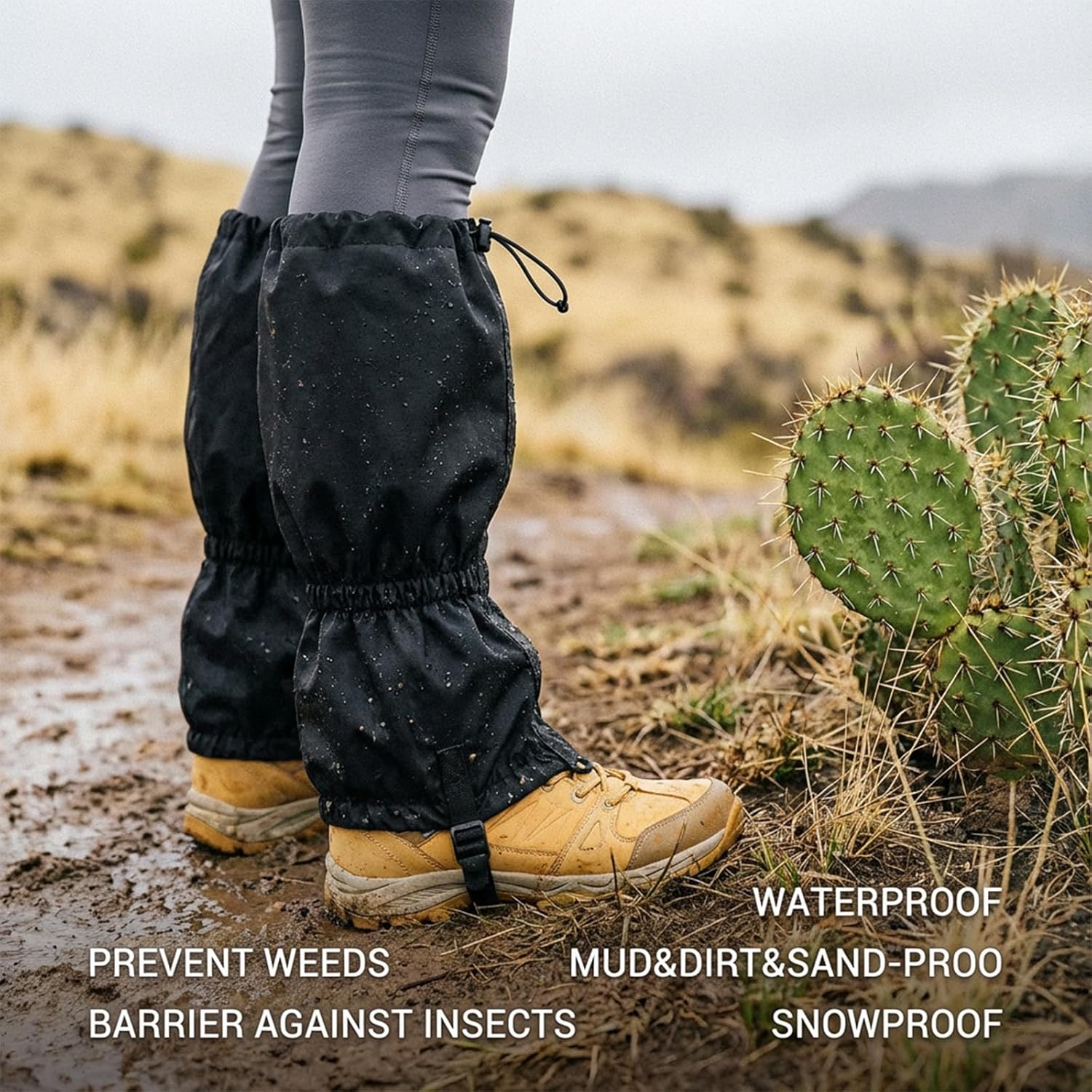 1Pair Adjustable Leg Gaiters - Lightweight Waterproof Leg Guards for Men & Women - Anti-Mosquito Bites Gators for Hiking Boots - Hiking Essentials for Hunting — image 3