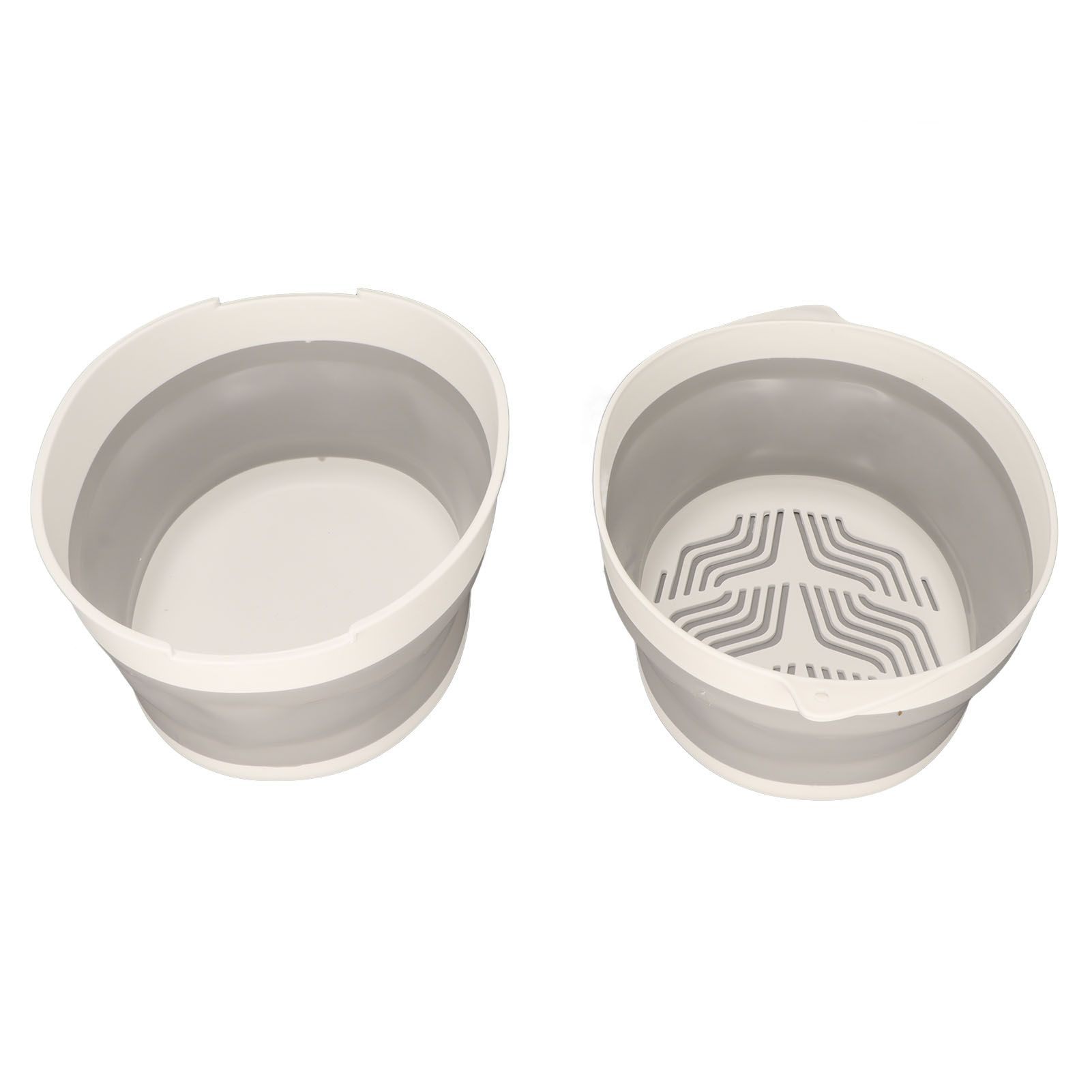Double Layer Drain Basket Separate Design Foldable Portable Fruit Vegetable Storage Basket for Kitchen Outdoor Travel Gray White Small โ image 4