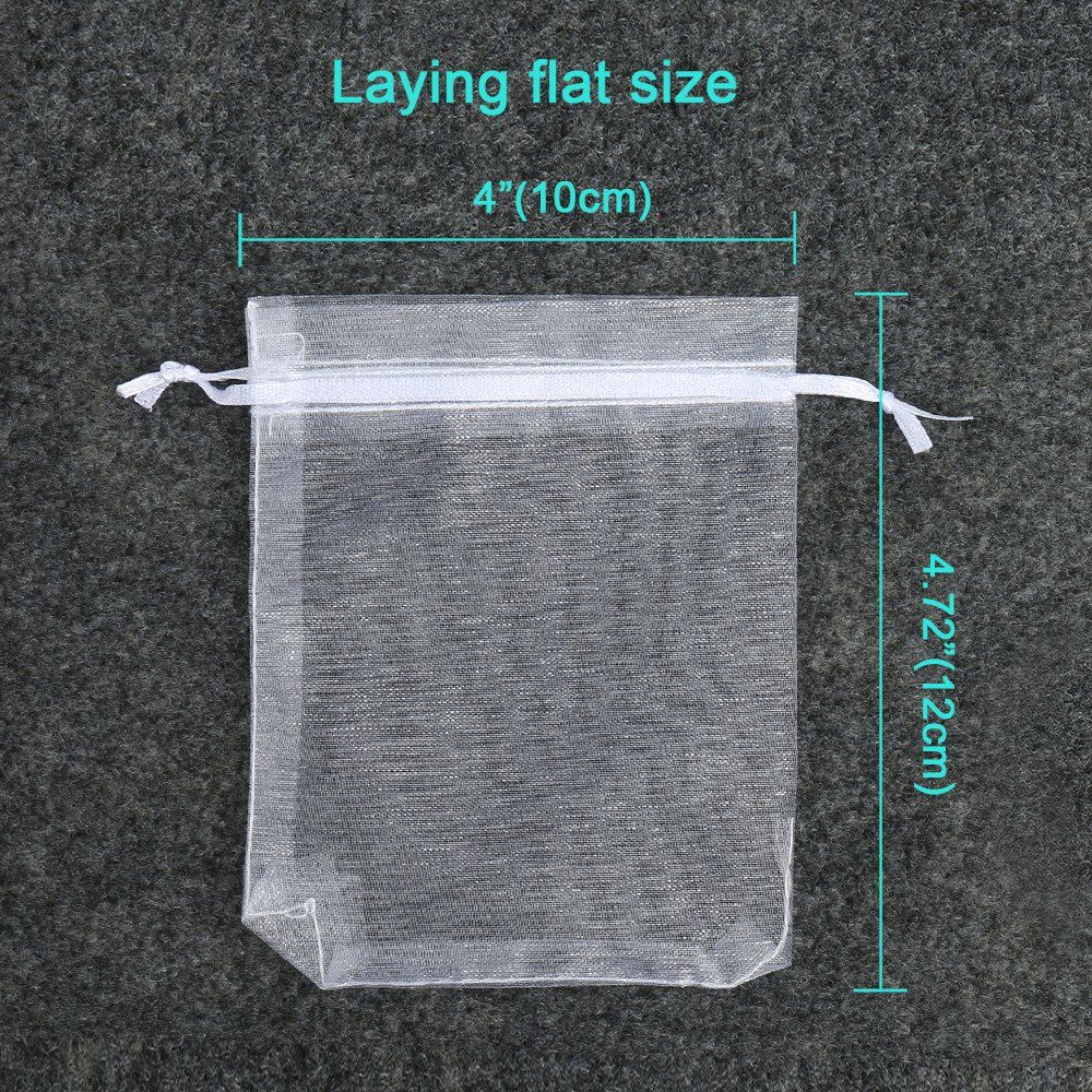 100PCS Premium Sheer Organza Bags, White Wedding Favor Bags, Jewelry, Festival, Bathroom Soaps โ image 3