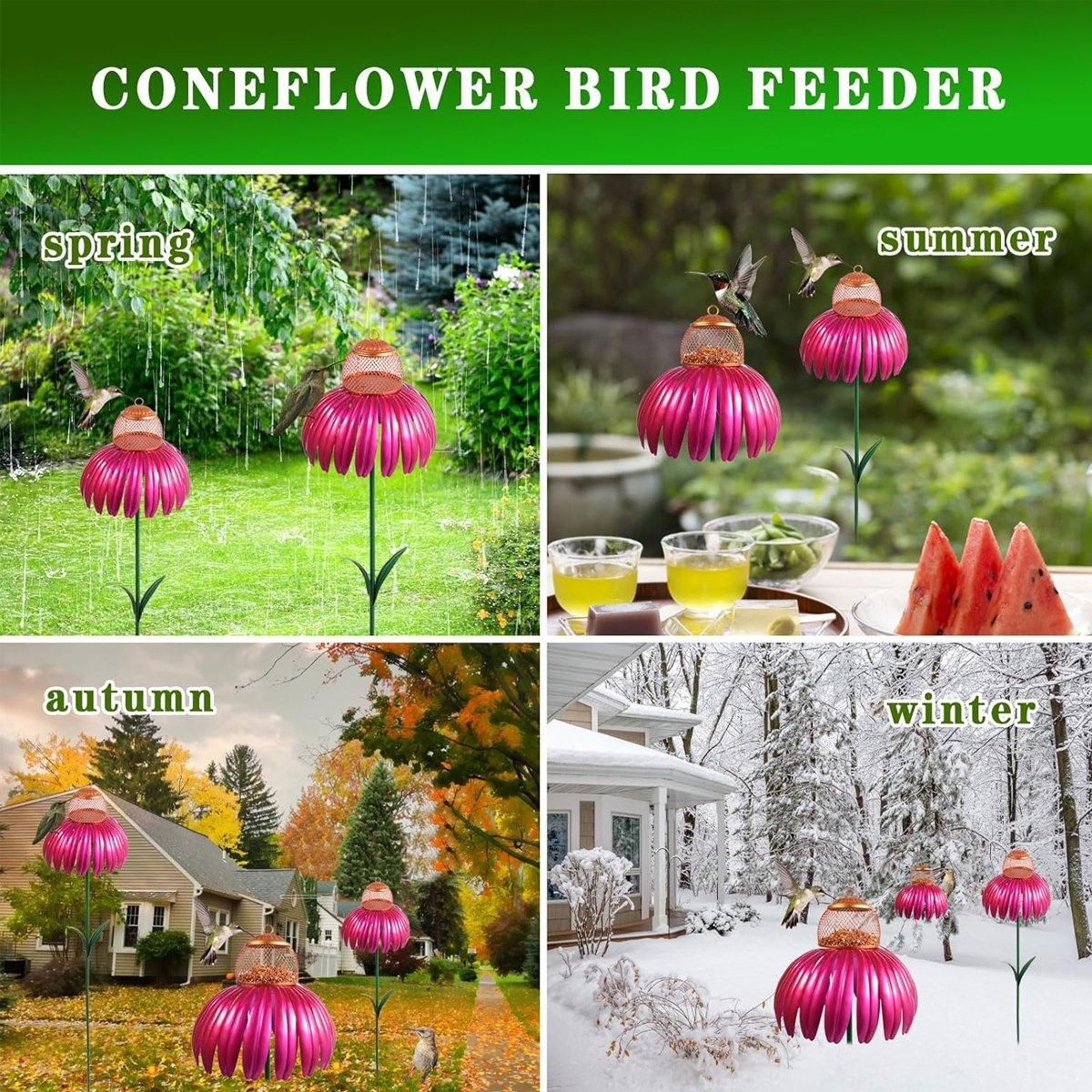 Decorative Metal Flower Garden Bird Feeder Outdoor Hanging Birdseed Feeder — image 5