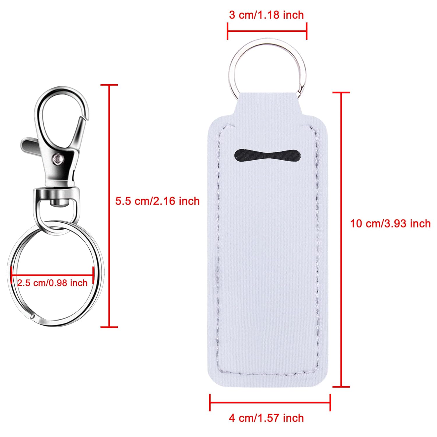 24 Pieces Chapstick Keychain Holder Lip Balm Holder Keychains Neoprene Lipstick Holder with 24 Pieces Metal Clip Cords for Purse Backpack — image 3