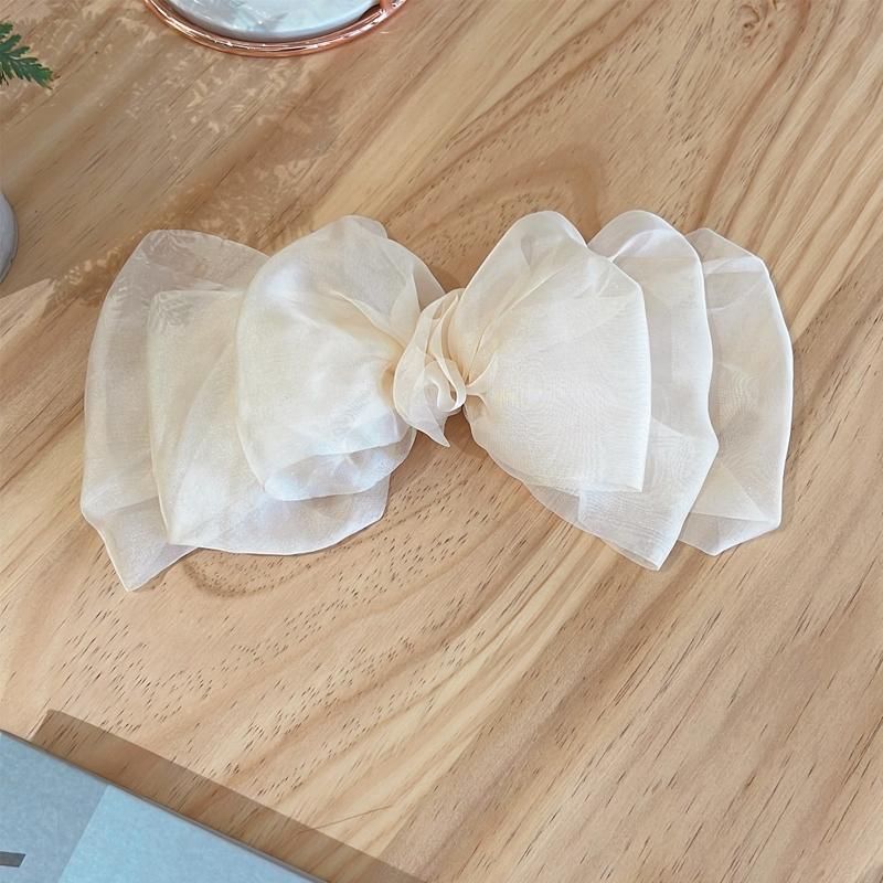 Large Tulle Bow Hair Clip Women Hair Clip Arty Headdress Gifts Ponytail Party - Khaki โ image 4