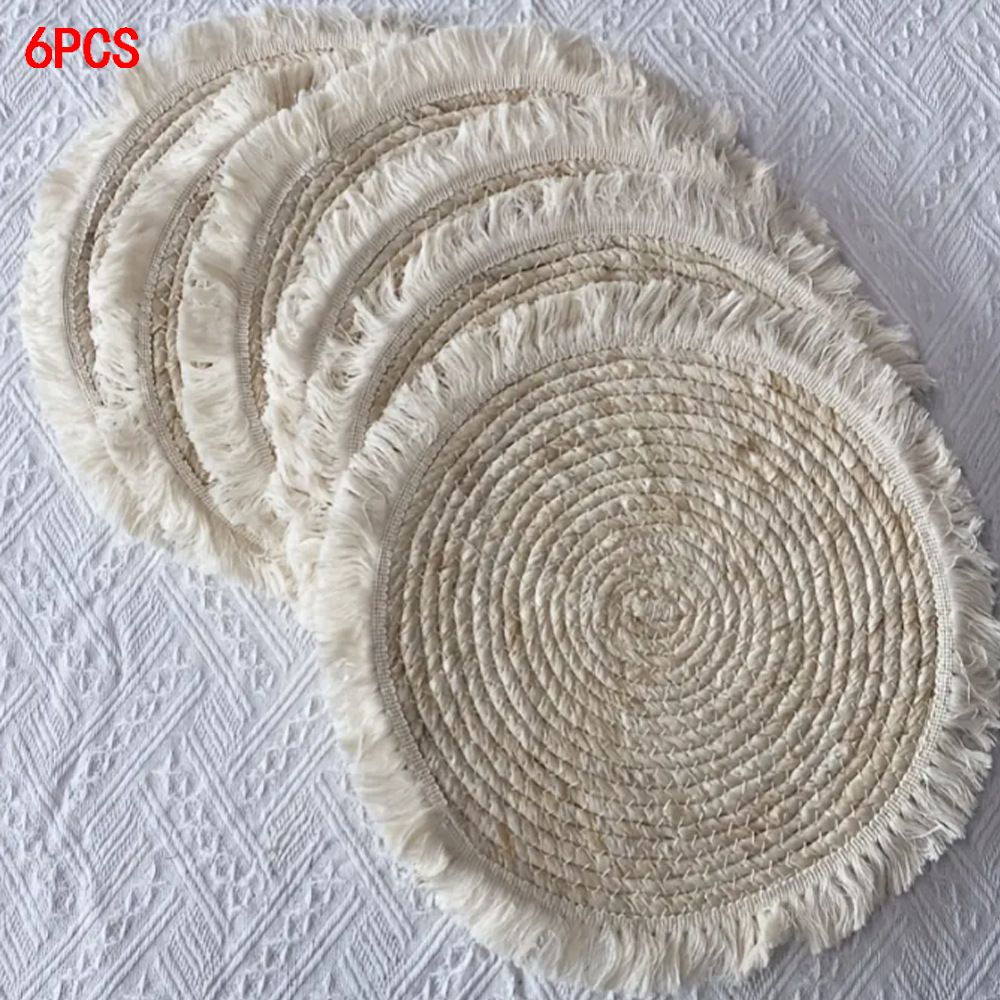 Round Placemats Set of 4 Table Mats Washable Cotton Heat Resistant for Dining Table Decor, Farmhouse Thick Rustic Kitchen Placemats Non-Slip Hand Woven Boho โ image 3