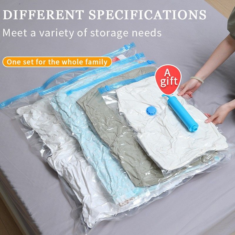 Vacuum Compression Storage Bags 7 Piece Set (6 Bags + Hand Pump) for Clothes Quilts Travel โ image 3