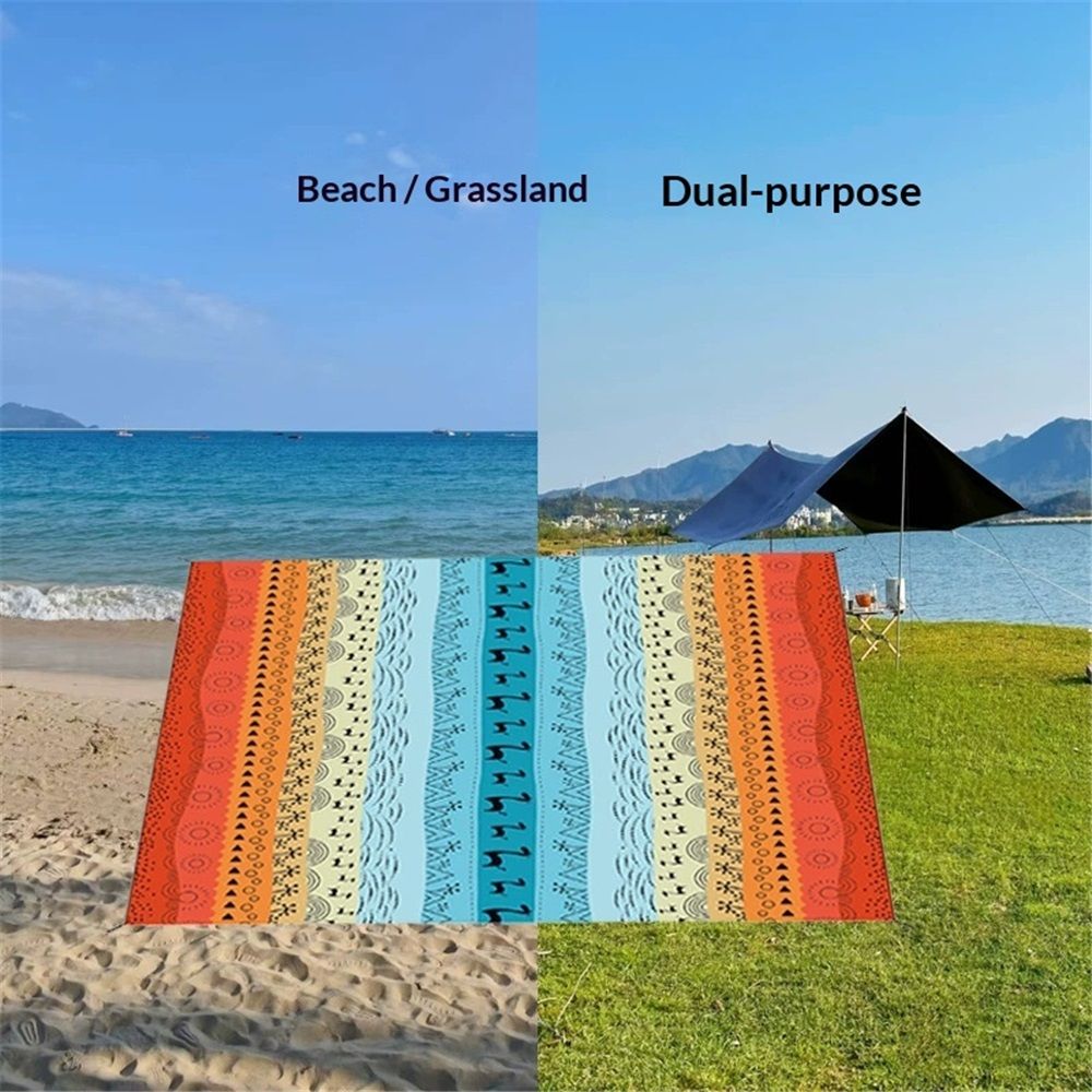 Beach Blanket Waterproof Sandproof Extra Large Beach Mat for Adults Quick Drying Durable Outdoor Picnic Mat for Beach Travel Camping Hiking（Bohemian 210 * — image 3
