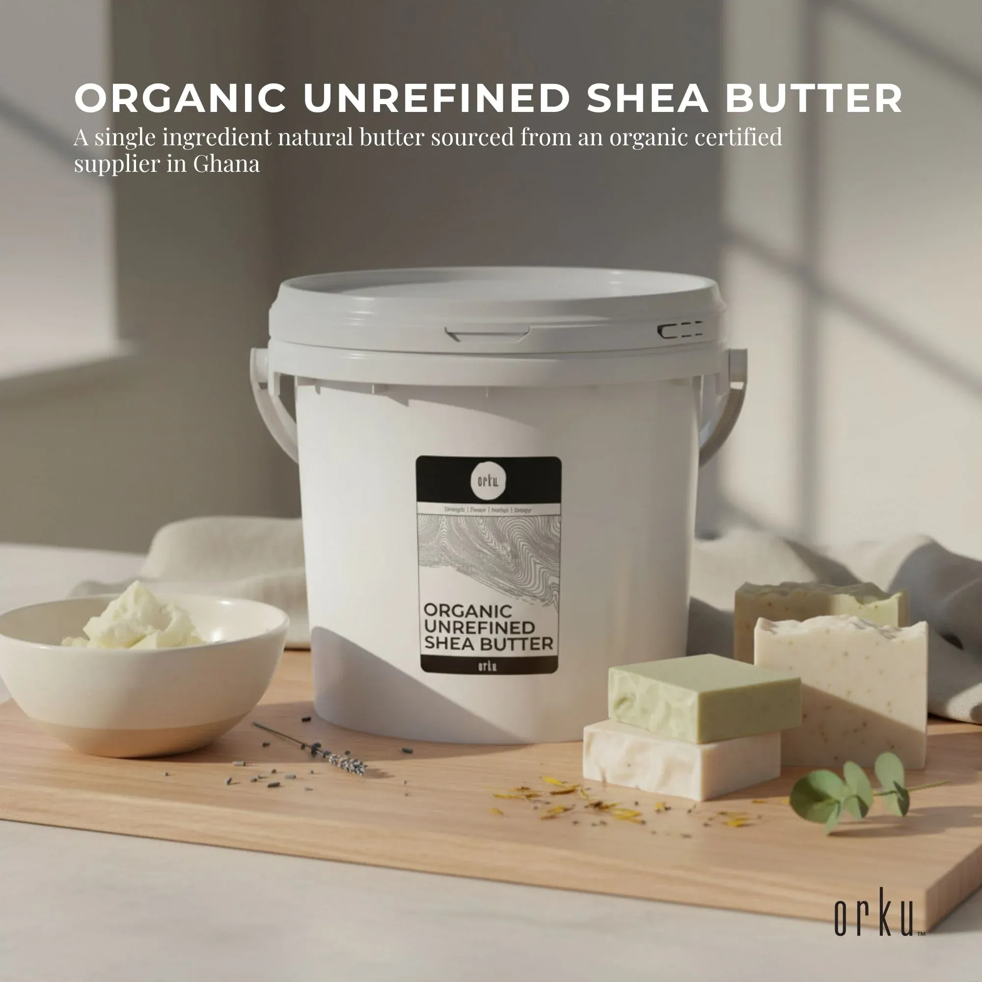 Orku 3Kg Organic Unrefined Shea Butter Tub Raw African Karite Chunks โ image 2