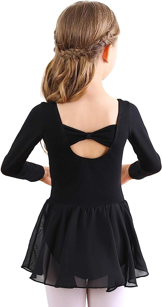 Ballet dress for girls with long sleeves and tulle skirt in black Black_jarx Black 130 cm — image 4