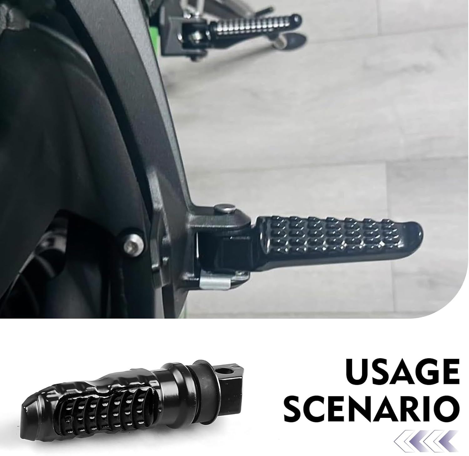 2 PCS Motorcycle Footpegs, Anti-slip Support Rear Foot Pedal with Grooves Texture, Rustproof Anti-bending Passenger Foot Rest Kit, Universal Modified — image 6