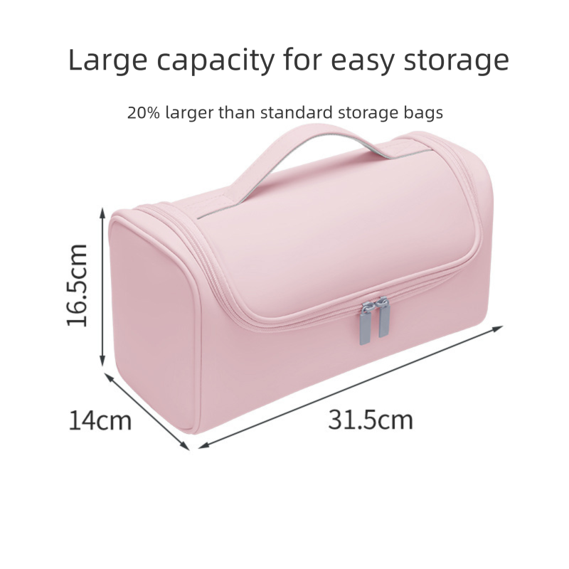 Grey Portable Hair Dryer and Curler Storage Bag Waterproof PU Leather Travel Case with Hanging Hook for Local Professionals and Modern Lifestyles โ image 5