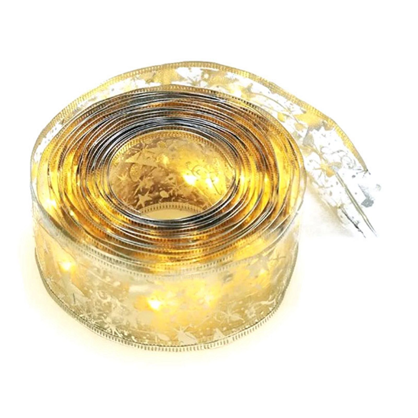 Christmas Ribbon Fairy Lights Gold Ribbon Warm Light 50 LED Christmas Tree Ribbon for Christmas Decorations 164ft