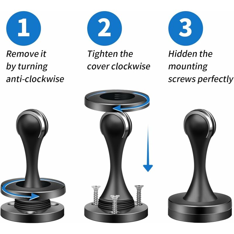 Magnetic Door Stop Brushed Stainless Steel Satin Nickel Black Floor Mounted For Bedroom Bathroom Kitchen Office โ image 4