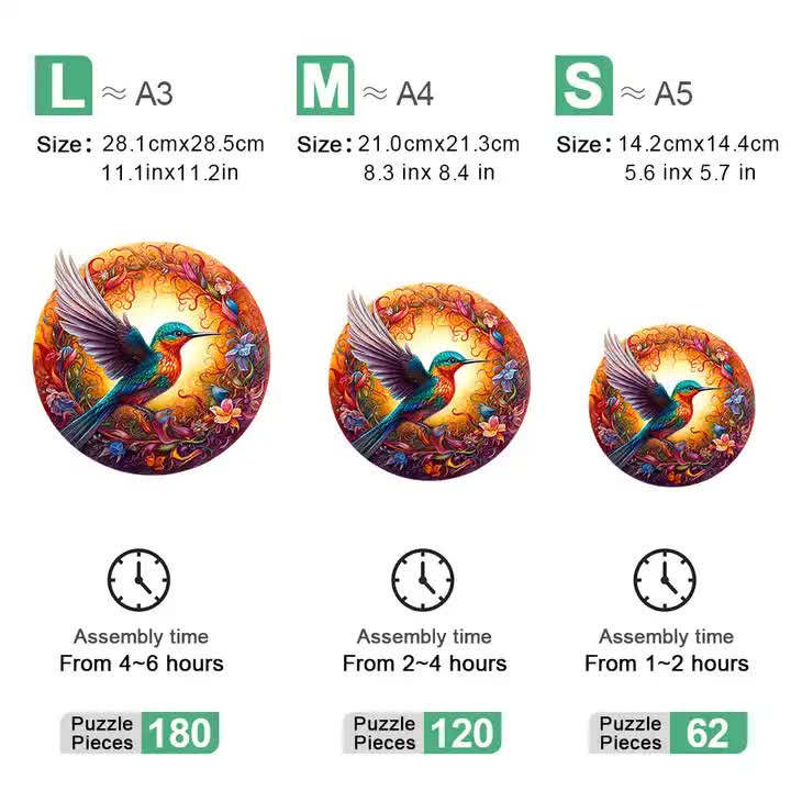 Fantasy Bird Wooden Puzzle - Intricate Nature-Themed Circular Puzzle(S-paper box-H186) โ image 2